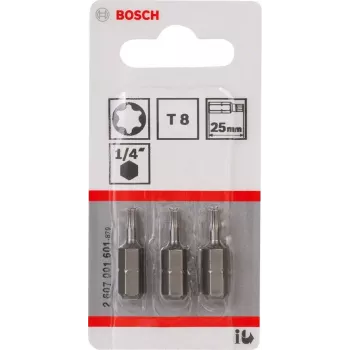 Skrūvgrieža uzgalis Bosch 2607001601 T8 īpaši ciets 3 gab. 25 mm