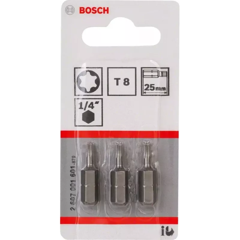 Skrūvgrieža uzgalis Bosch 2607001601 T8 īpaši ciets 3 gab. 25 mm
