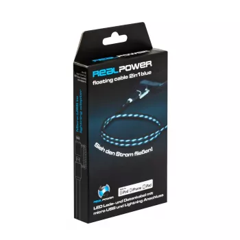 USB A/Lightning kabelis RealPower 0,75 m melns/zils