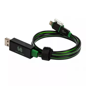USB A/Lightning kabelis RealPower 0,75 m melns/zaļš