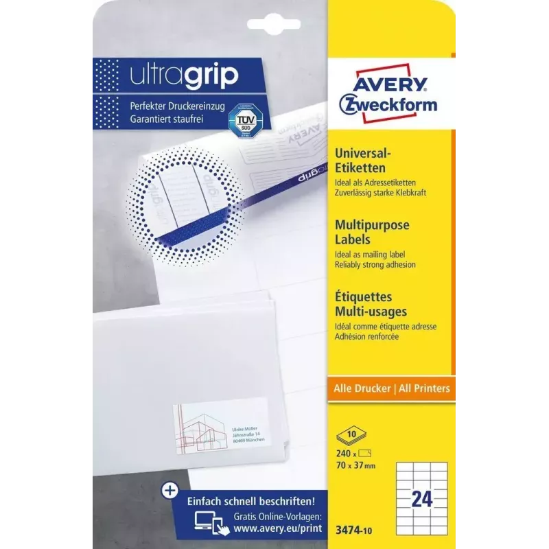 Pašlīmējošā uzlīme Taisnstūris AVERY 3474-10