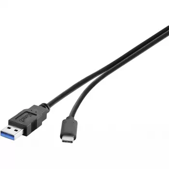 USB kabelis Conrad Renkforce 1460360 USB 3.2 Gen 2 1m USB A USB C Melns