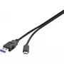 USB kabelis Conrad Renkforce 1460360 USB 3.2 Gen 2 1m USB A USB C Melns