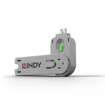 Lindy USB Type A pieslēgvietu bloķētāja atslēga, zaļa, Pieslēgvietu bloķētāja atslēga, USB Type-A, Zaļa, Akrilnitrila butadiēna stirols (ABS), 1 gab., Polietilēna maisiņš