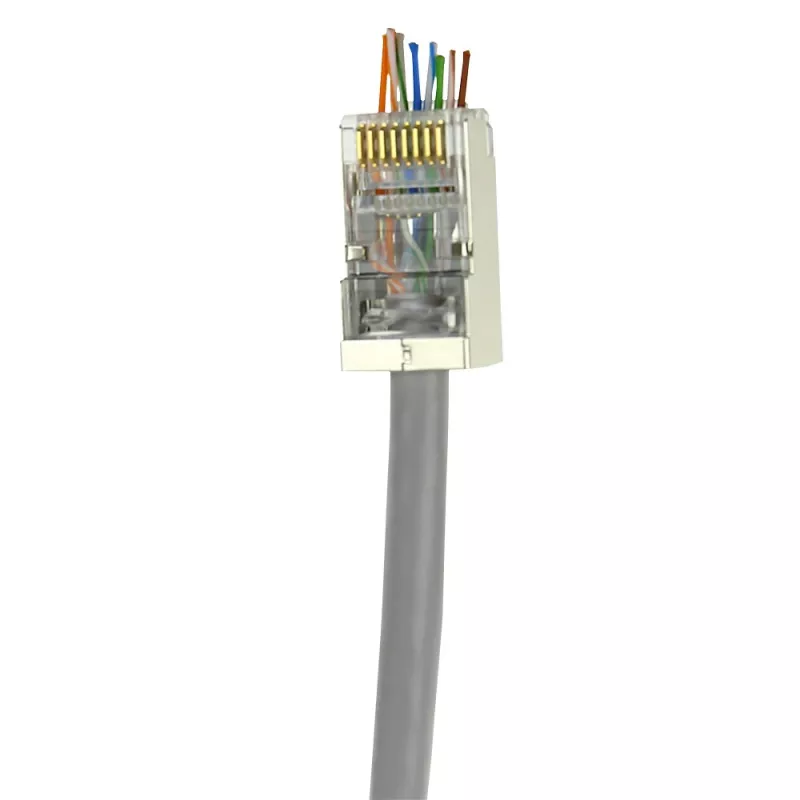 ACT RJ45 (8P/8C) CAT6 easyconnect ekranēts modulārais savienotājs apaļam kabelim ar cietiem vai savītiem vadiem