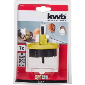 Caurumu zāģu komplekts KWB 599000 7 gabali 6.3 cm plastmasai un kokam