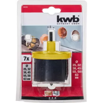 Hole saw set KWB 599100 7 gab. 6,3 cm kokam un plastmasai