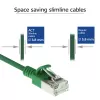 ACT zaļa 0,25 m LSZH U/FTP CAT6A datu centra plānprofila komutācijas kabelis, bez aizķeršanās, ar RJ45 savienotājiem
