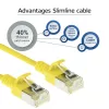 ACT dzeltena 3 meter LSZH U/FTP CAT6A datacenter slimline komutācijas kabelis, nesaaķējoši RJ45 savienotāji