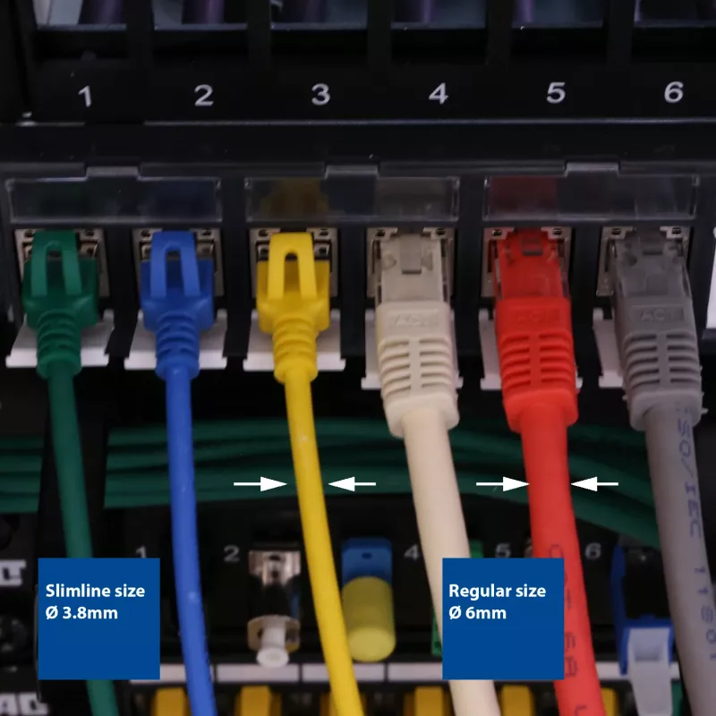 ACT melns 3 metru LSZH U/FTP CAT6A datacentra plānā pārlēkuma kabelis ar aizsargātiem RJ45 savienotājiem