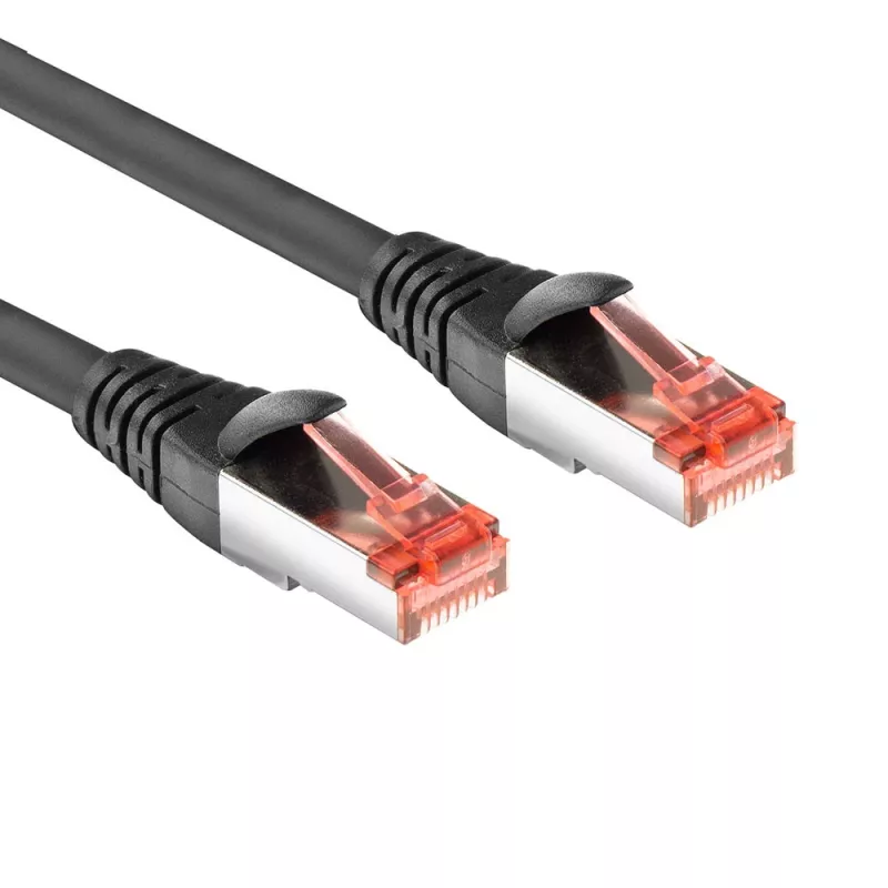 ACT Melns 1 meter CAT6A U/FTP PVC high flexibility tangle-free komutācijas kabelis snagless with RJ45 connectors