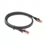 ACT melns 15 metru CAT6A U/FTP PVC augstas elastības, nesamezglojas komutācijas kabelis ar aizsardzību pret aizķeršanos un RJ45 savienotājiem
