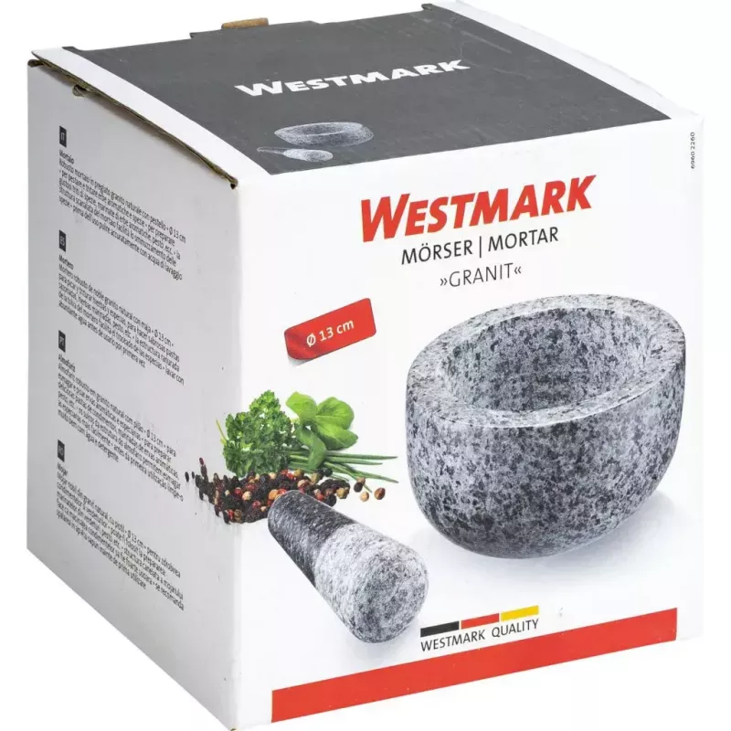 Piesta un miezeris Westmark Granit pelēkā krāsā — granīts, Ø 13 cm, 131×131 mm