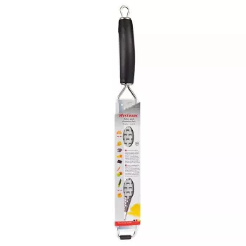 Plakana rīve Westmark Technicus‑Pro, nerūsējošā tērauda asmeņi, melns plastmasas korpuss, 36 mm platums, 399 mm garums