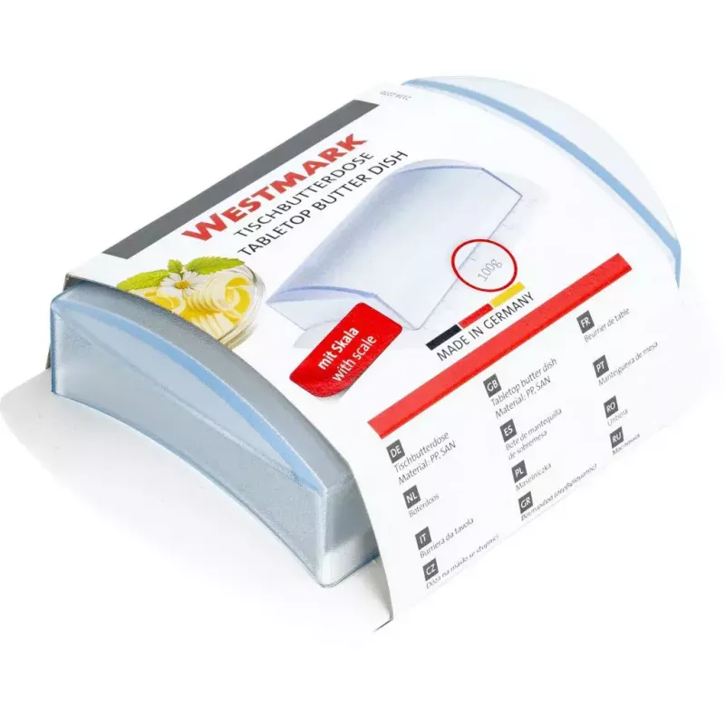 Sviesta trauks Westmark 21162270, polipropilēns (PP), taisnstūrveida, 157×110×55 mm, zils/balts