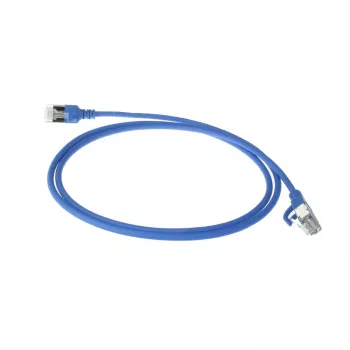 ACT Blue 7 metru LSZH U/FTP CAT6A datacentra plānais komutācijas kabelis ar fiksējamiem RJ45 savienotājiem