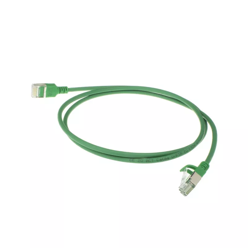 ACT zaļa 10 metru kabelis LSZH U/FTP CAT6A datacentra plāns patchlīnijas kabelis snagless ar RJ45 savienotājiem