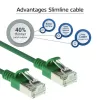 ACT zaļa 10 metru kabelis LSZH U/FTP CAT6A datacentra plāns patchlīnijas kabelis snagless ar RJ45 savienotājiem