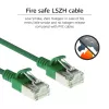 ACT zaļa 10 metru kabelis LSZH U/FTP CAT6A datacentra plāns patchlīnijas kabelis snagless ar RJ45 savienotājiem
