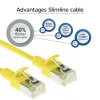 ACT dzeltenais 7 m LSZH U/FTP CAT6A datu centra plānsavienojuma kabelis ar nesaaugšanas RJ45 savienotājiem