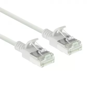 ACT balts 2 metru LSZH U/FTP CAT6A datu centra plānprofila komutācijas kabelis bez aizķeršanās ar RJ45 savienotājiem