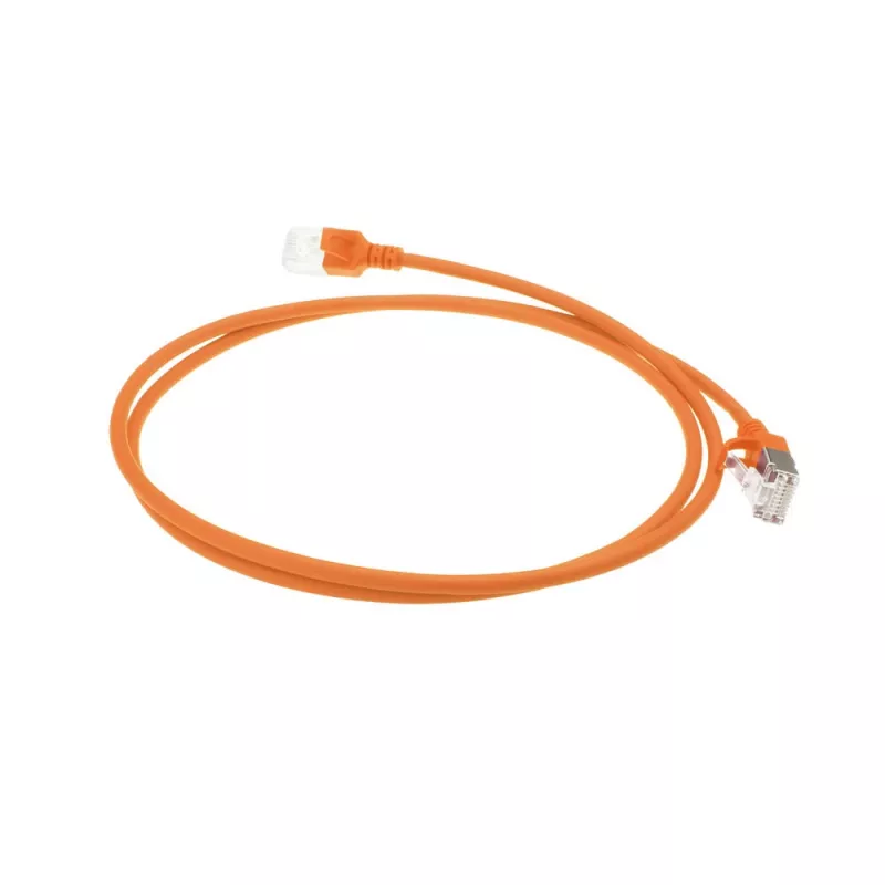 ACT Oranžs 2 metri LSZH U/FTP CAT6A datu centra plāns komutācijas kabelis ar aizsargātiem RJ45 savienotājiem