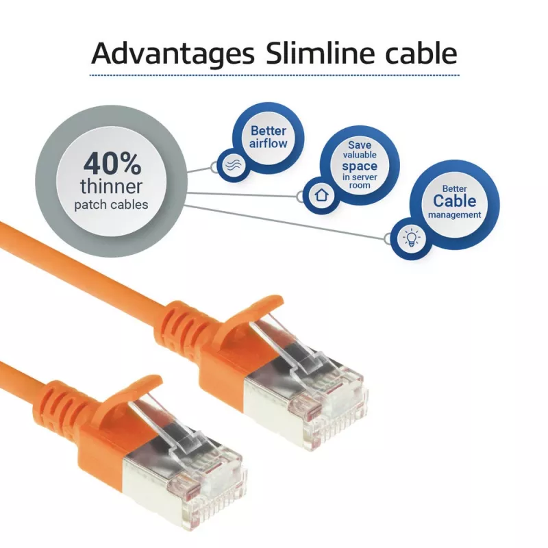 ACT Oranžs 3 metru LSZH U/FTP CAT6A datacentra plānā plākstera vads ar aizsargātiem RJ45 savienotājiem