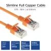 ACT oranžs 1,5 m LSZH U/FTP CAT6A datu centra plānais komutācijas kabelis ar nenoķeramiem RJ45 savienotājiem