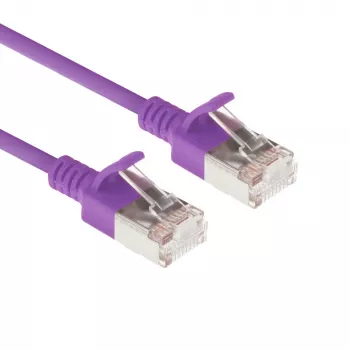 ACT purpura 0,5 metru LSZH U/FTP CAT6A datu centra plānā ielāpa kabelis ar aizsargātiem savienotājiem un RJ45 spraudņiem