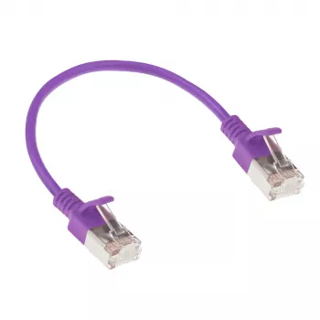 ACT purpura 0,5 metru LSZH U/FTP CAT6A datu centra plānā ielāpa kabelis ar aizsargātiem savienotājiem un RJ45 spraudņiem