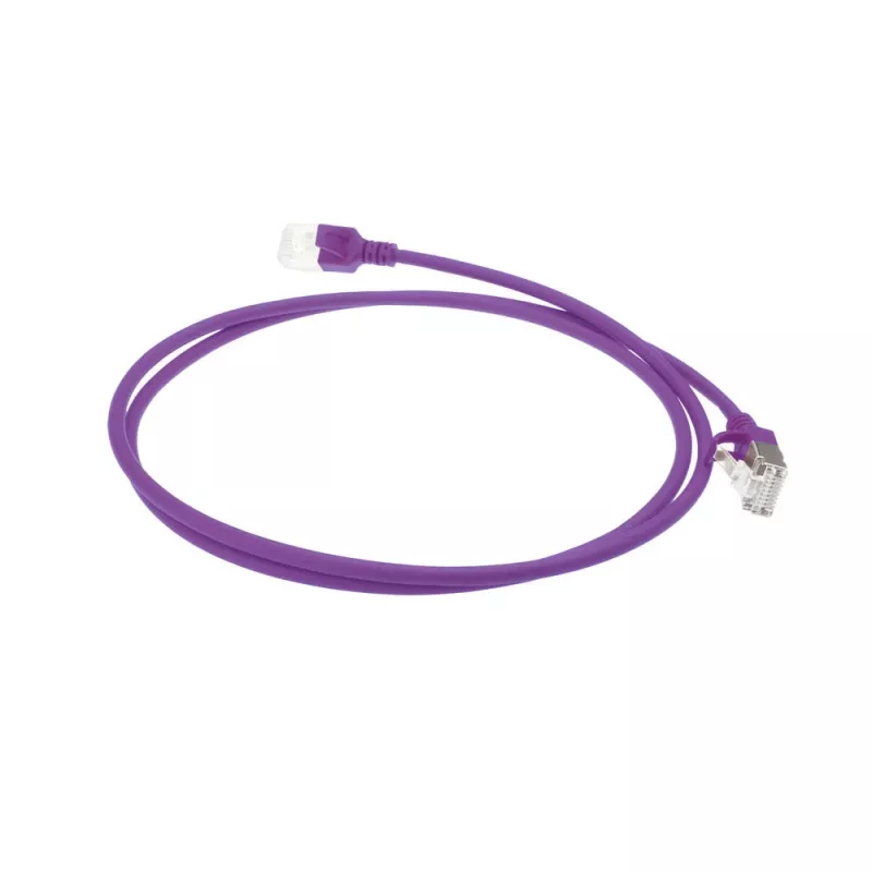 ACT violeta 1 metrs LSZH U/FTP CAT6A datu centra plānas pārlēciena vads ar RJ45 savienotājiem