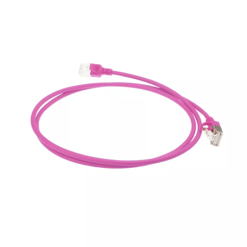 ACT rozā 1 metrs LSZH U/FTP CAT6A datu centra plāns savienotājvads bez aizķeršanās ar RJ45 savienotājiem