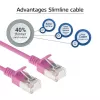 ACT rozā 1 metrs LSZH U/FTP CAT6A datu centra plāns savienotājvads bez aizķeršanās ar RJ45 savienotājiem