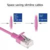 ACT rozā 0,25 m LSZH U/FTP CAT6A datu centra plānās pārslēgšanas kabelis ar nesaaķējamiem RJ45 savienotājiem