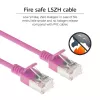 ACT rozā 0,25 m LSZH U/FTP CAT6A datu centra plānās pārslēgšanas kabelis ar nesaaķējamiem RJ45 savienotājiem