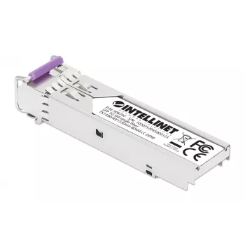 Intellinet Gigabit Fiber WDM Bi-Directional SFP Optical raiduztvērējs Module 1000Base-BX-U (LC) vienmoda ports, 80 km (50 jūdzes), BiDi WDM (RX1550/TX1490), MSA saderīgs maksimālai saderībai, Sudraba