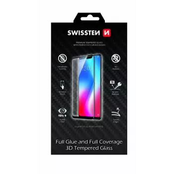 Rūdīta stikla ekrāna aizsargs SWISSTEN 3D Full Glue Samsung Galaxy S20 Ultra — pilna pārklājuma, melns