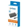 Manhattan USB-C dokstacija/cetrportu centrmezgls ar ieslēgšanas/izslēgšanas slēdzi katram portam: USB-A (x4), 5 Gb/s (USB 3.2 Gen1 jeb USB 3.0), universāls visām ierīcēm, barošana no kopnes vai maiņstrāvas (papildu ligzda, nav iekļauta), kabelis 1,5 m, SuperSpeed USB, melns, trīs gadu garantija
