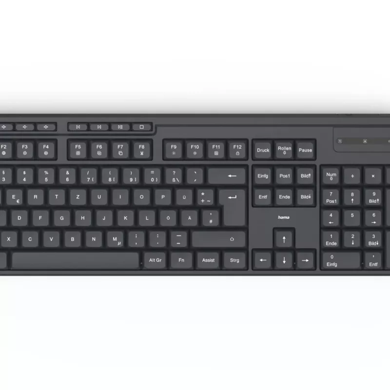 Hama WKM-200 tastatūra Iekļauta pele Mājas/Birojs RF Bezvadu QWERTZ Vācu Melna