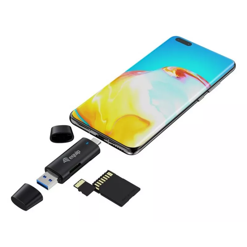 Equip 245462 karšu lasītājs USB 3.2 Gen 1 (3.1 Gen 1) Type-A/Type-C melns