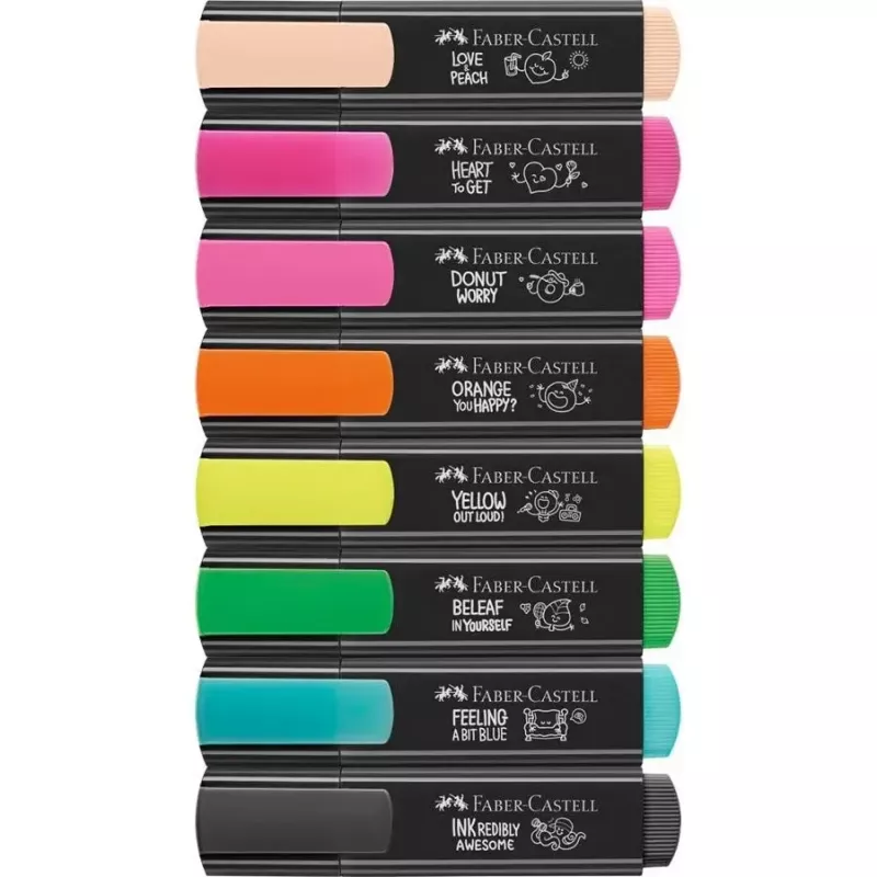Marķieru komplekts Faber-Castell Textliner Graffiti 8 gab. ar slīpu uzgali Bēšs Melns Zils Zaļš Gaiši rozā Oranžs Rozā Dzeltens