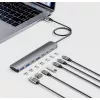 Manhattan USB-C dokstacija/centrmezgls, 7 pieslēgvietas (3x USB-A, 3x USB-C), ar Power Delivery (PD) 100 W – nepieciešams ārējs USB-C lādētājs (nav iekļauts). Barošana caur USB (nav nepieciešams ārējs barošanas avots), ja PD netiek izmantots, alumīnija korpuss