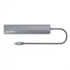 Manhattan USB-C dokstacija/centrmezgls, 7 pieslēgvietas (3x USB-A, 3x USB-C), ar Power Delivery (PD) 100 W – nepieciešams ārējs USB-C lādētājs (nav iekļauts). Barošana caur USB (nav nepieciešams ārējs barošanas avots), ja PD netiek izmantots, alumīnija korpuss