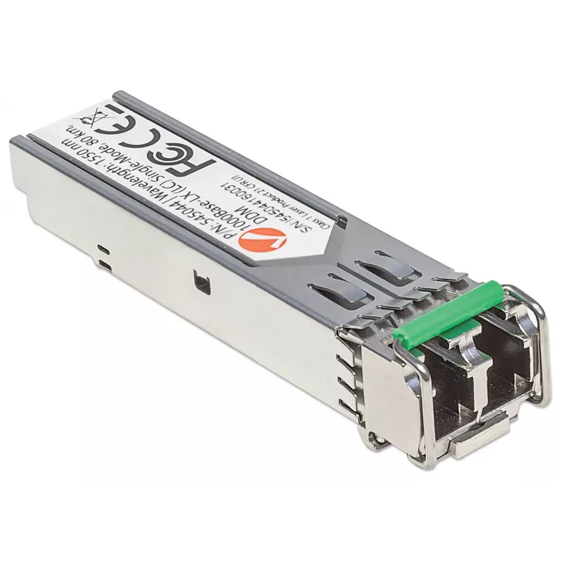 Intellinet raiduztvērēja modulis optiskais, Gigabit Fiber SFP, 1000Base-Lx (LC) vienmoda ports, 80 km, viļņa garums 1550 nm, MSA saderīgs, ekvivalents Cisco GLC-ZX-SMD, Ethernet, šķiedra, trīs gadu garantija
