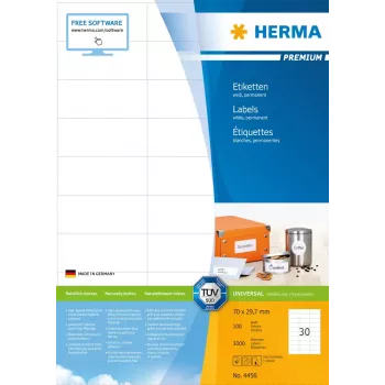 HERMA Premium uzlīmes A4 70x29.7 mm 3000 gab.
