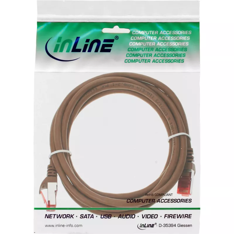 InLine komutācijas kabelis S/FTP PiMF Cat.6 250MHz PVC varš brūns 3m