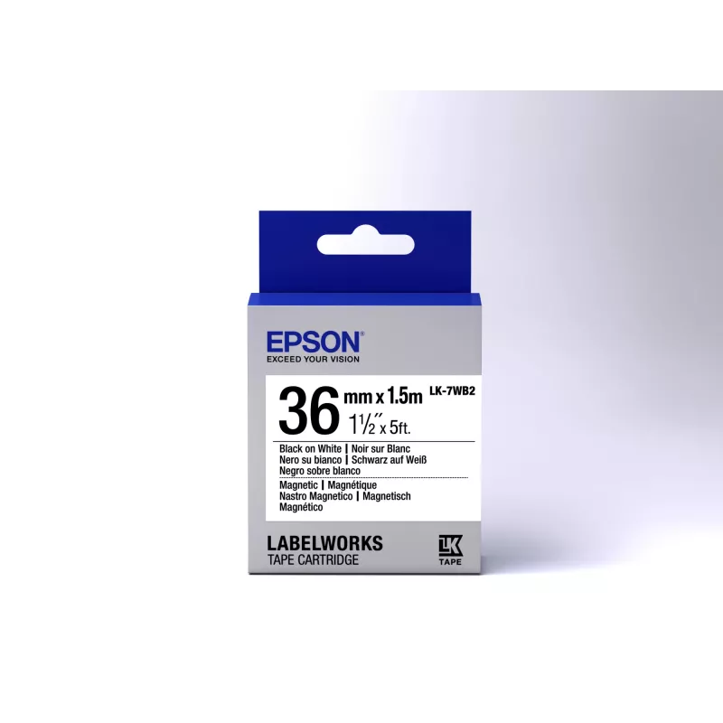 Epson Label Cartridge Magnetic LK-7WB2 Melns/balta 36mm (1.5m)