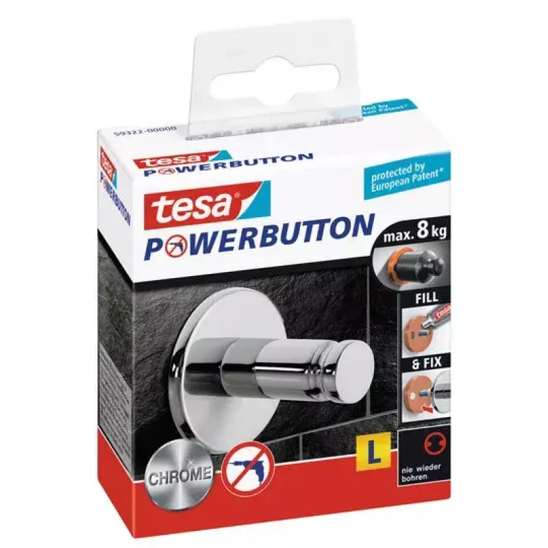 Universāls āķis TESA Powerbutton 59322 Chrome
