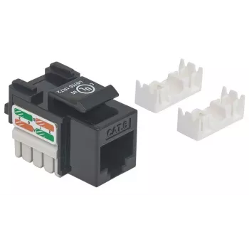 Intellinet Keystone Jack, Cat6, UTP, Punch-down, Melns, Flat, Melns, RJ-45, Female, 22/26, Cat6