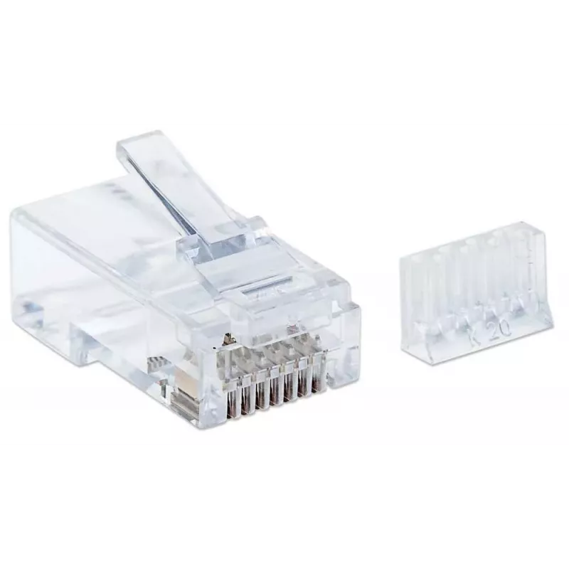 Intellinet RJ45 modulārie spraudņi, Cat6, UTP, 3 zaru, cietajiem vadiem, 15 µ zelta pārklājuma kontakti, 90 gab. iepakojumā